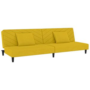 vidaXL Sof&aacute;-cama 2 lugares com duas almofadas veludo amarelo
