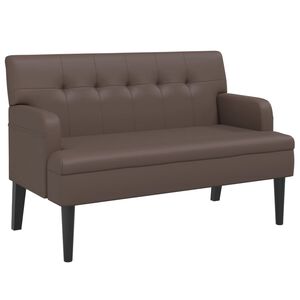 vidaXL Banco com encosto 112x65,5x75 cm couro artificial castanho