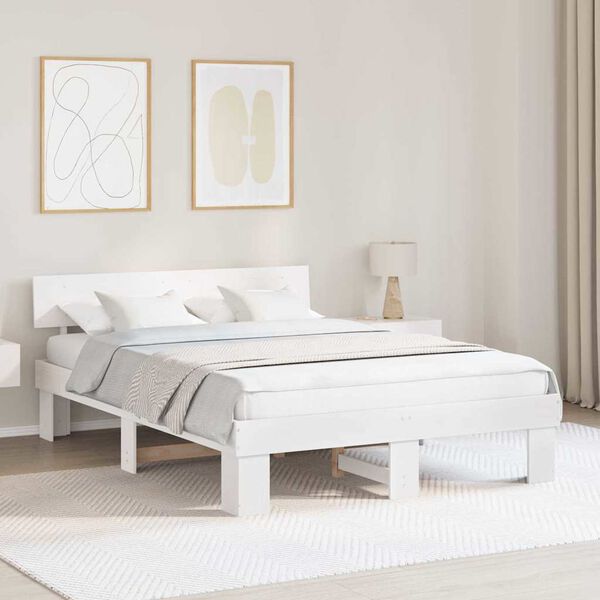 vidaXL Estrutura da Cama com cabeceira Branco 150 x 200 cm