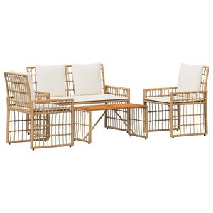 vidaXL Conjunto de M&oacute;veis para Exterior 4 unid. Natural e Branco Creme
