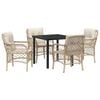 vidaXL Conjunto de Jantar para Jardim 5 unid. Bege vime PE