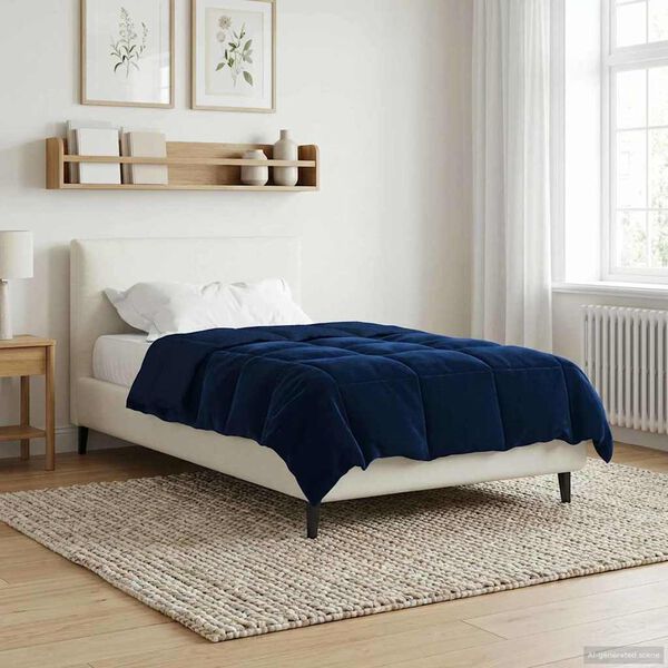 vidaXL Duvet de Ano Inteiro Azul Escuro 155 x 200 cm Microfibra