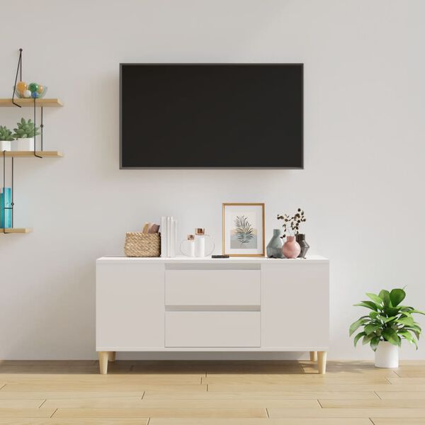 vidaXL M&oacute;vel p/ TV 102x44,5x50 cm derivados madeira branco brilhante