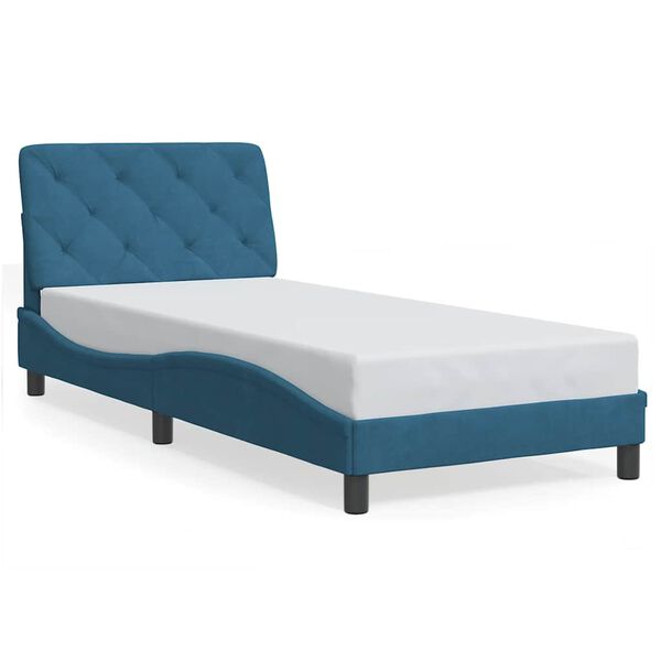 vidaXL Estrutura de cama sem colch&atilde;o 90x200 cm veludo azul