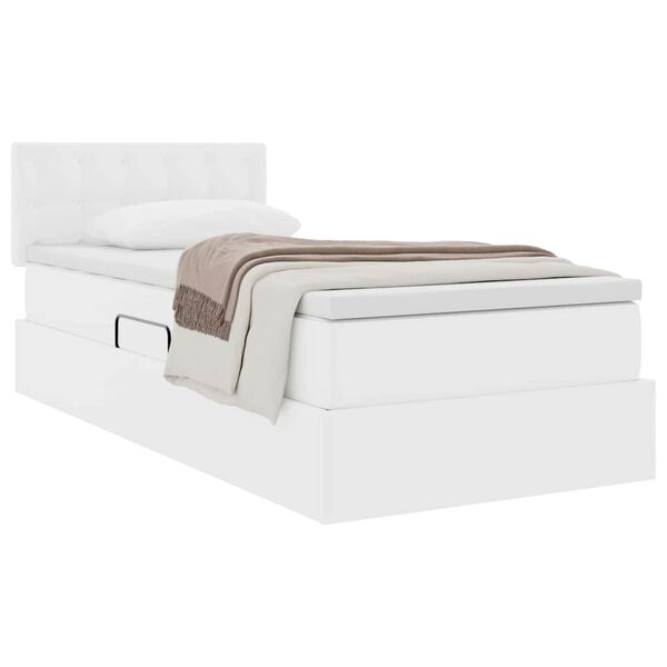 vidaXL Cama com arruma&ccedil;&atilde;o e colch&atilde;o Branco Puro 100 x 200 cm