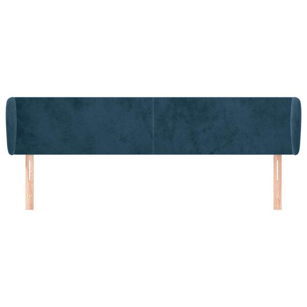 vidaXL Cabeceira de cama c/ abas veludo 163x23x78/88cm azul-escuro