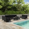 vidaXL 10 pcs conjunto lounge de jardim c/ almofad&otilde;es vime PE preto