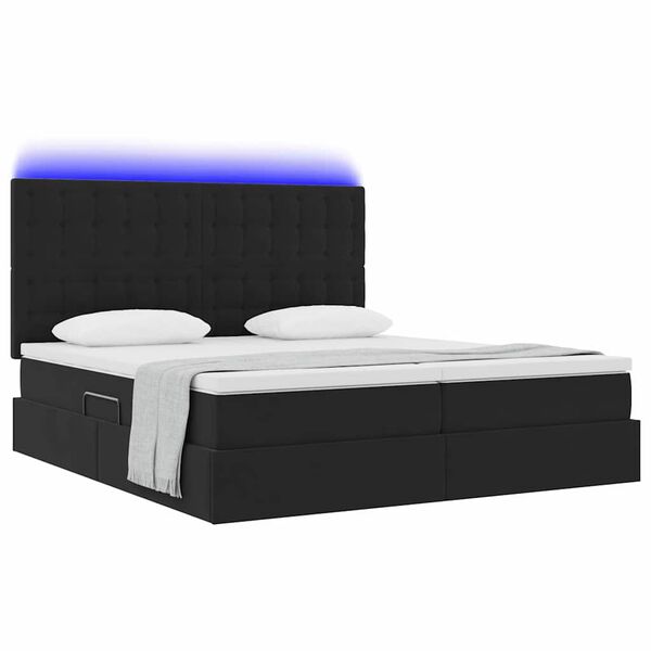 vidaXL Cama com luzes de tira LED Preto 200 x 200 cm Veludo