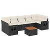 vidaXL 8 pcs conjunto sof&aacute;s de jardim com almofad&otilde;es vime PE preto