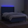 vidaXL Cama box spring c/ colch&atilde;o e LED 140x190 cm tecido azul