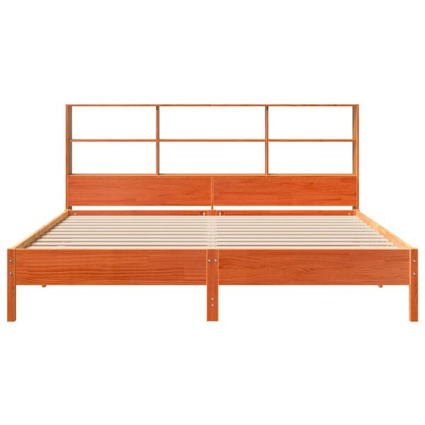 vidaXL Cama com estante sem colch&atilde;o 200x200 cm pinho maci&ccedil;o