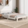 vidaXL Estrutura de cama casal 135x190 cm madeira maci&ccedil;a branco