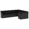 vidaXL 9 pcs conjunto de sof&aacute;s p/ jardim c/ almofad&otilde;es vime PE preto