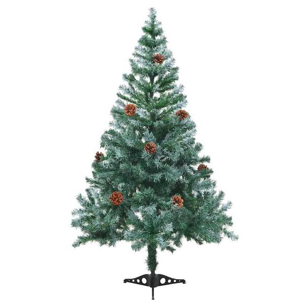 vidaXL &Aacute;rvore de Natal pr&eacute;-iluminada geada c/ bolas e pinhas 150 cm