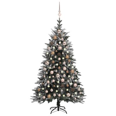 vidaXL Árvore de Natal artificial c/ luzes LED/bolas/neve PVC/PE 150cm