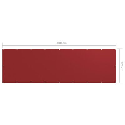 vidaXL Tela de varanda 120x400 cm tecido Oxford vermelho
