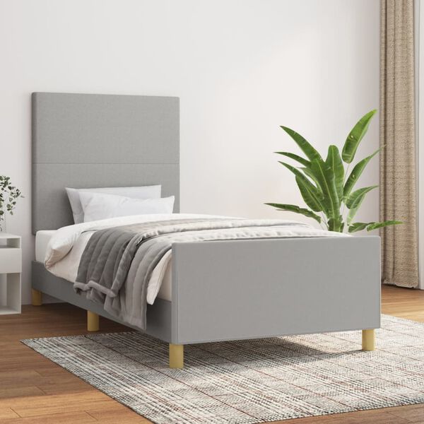 vidaXL Estrutura de cama sem colch&atilde;o 80x200 cm tecido cinzento-claro