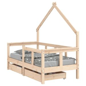 vidaXL Estrutura de cama infantil c/ gavetas 70x140 cm pinho maci&ccedil;o