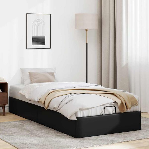 vidaXL Estrutura de cama otomana sem colchão 90x190 cm preto