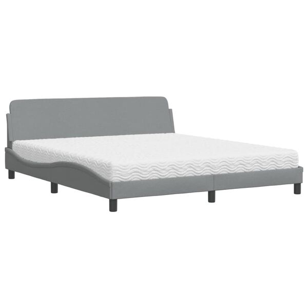 vidaXL Cama com colch&atilde;o Dover 180x200 cm tecido cinzento-claro