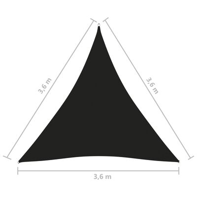 vidaXL Para-sol vela tecido oxford triangular 3,6x3,6x3,6 m preto