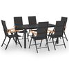 vidaXL 7 pcs conjunto de jantar para jardim preto e castanho