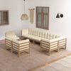 vidaXL 9 pcs conjunto lounge de jardim c/ almofad&otilde;es pinho maci&ccedil;o