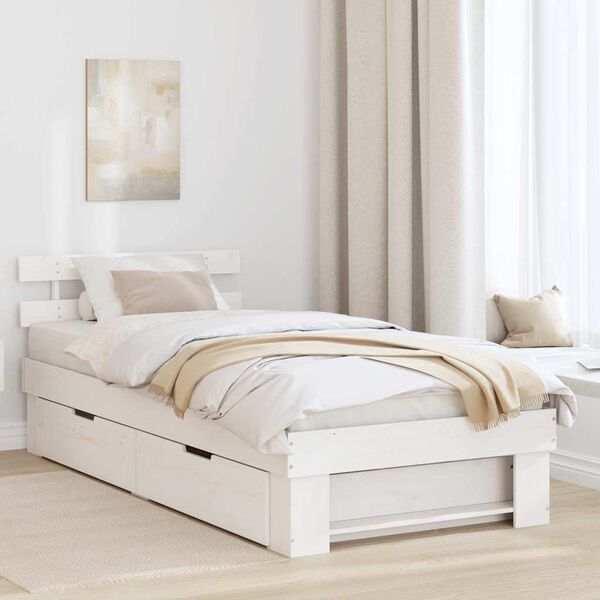 vidaXL Estrutura da Cama Branco 90 x 200 cm Madeira de Pinheiro S&oacute;lida