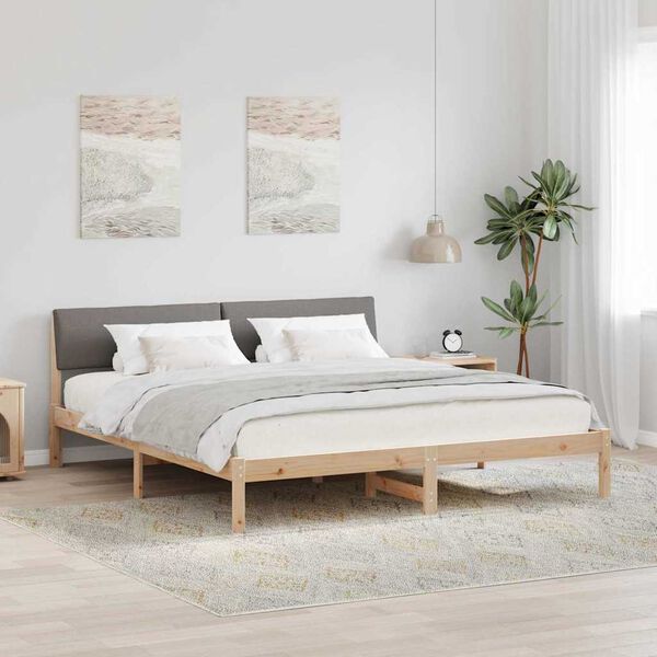 vidaXL Estrutura da cama com cabeceira Marrom e taupe 180 x 200 cm