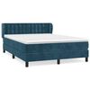 vidaXL Cama com molas/colch&atilde;o 140x190 cm veludo azul-escuro