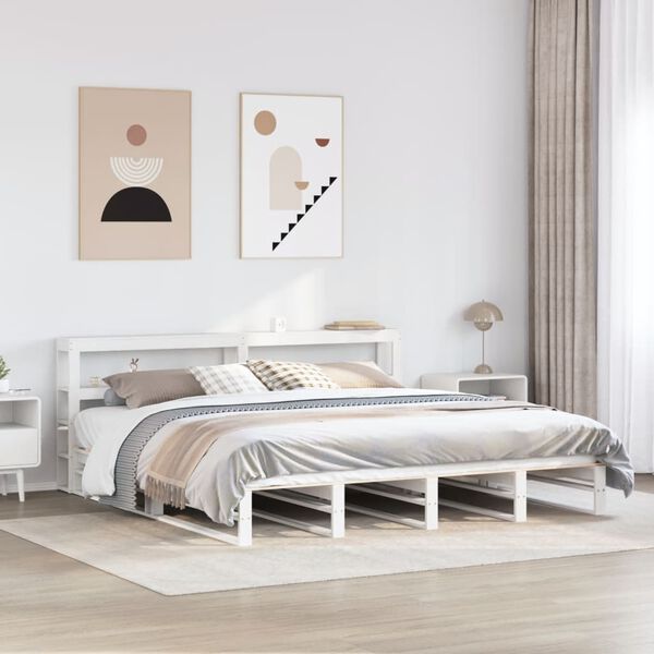 vidaXL Cama sem colch&atilde;o 180x200 cm madeira de pinho maci&ccedil;a branco