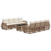 vidaXL Conjunto de Sof&aacute; de Jardim 9 unid. Bege e Branco Creme vime PE