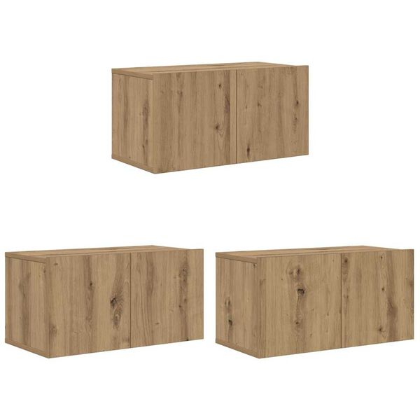 vidaXL Conjunto de m&oacute;vel de TV 3 pcs Castanho 60 x 30 x 30 cm