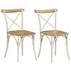 vidaXL Cadeiras costas cruz 2 pcs mangueira maci&ccedil;a branco