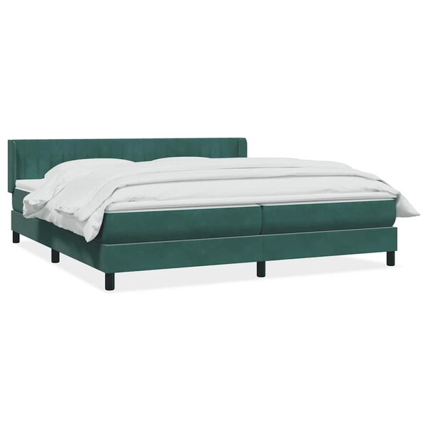 vidaXL Cama com molas/colch&atilde;o 180x210 cm veludo verde-escuro