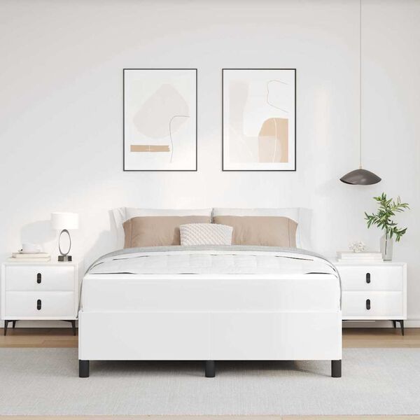 vidaXL Estrutura da Cama com colch&atilde;o Branco 140 x 200 cm tecido