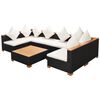vidaXL 7 pcs conjunto lounge de jardim c/ almofadões vime PE preto