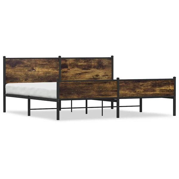 vidaXL Estrutura de cama sem colch&atilde;o 193x203cm metal carvalho fumado