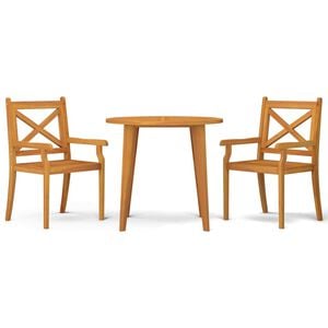 vidaXL 3 pcs conjunto de jantar para jardim madeira de ac&aacute;cia maci&ccedil;a