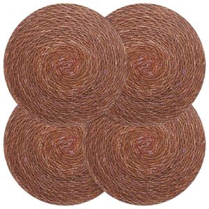 vidaXL Sousplat de Erva Marinha 4 unid. Castanho 100% Erva marinha