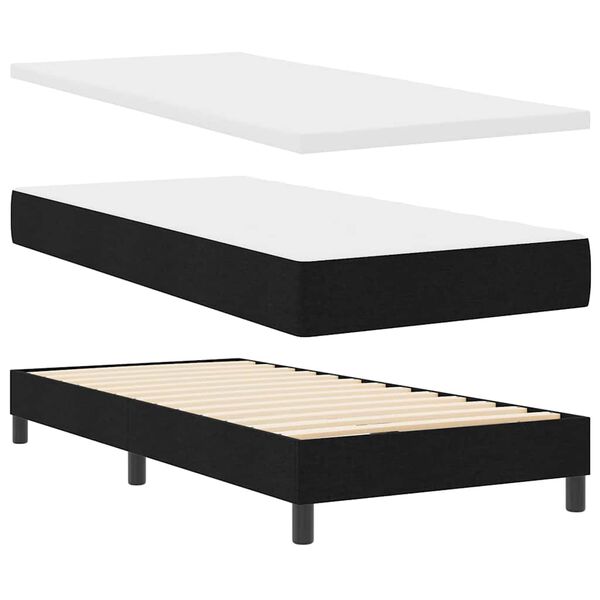 vidaXL Cama Box com colch&atilde;o com cabeceira Preto 90 x 200 cm tecido
