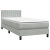 vidaXL Cama com molas/colch&atilde;o cinzento-claro 90x220 cm veludo