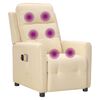 vidaXL Poltrona elevatória de massagens elétrica tecido creme