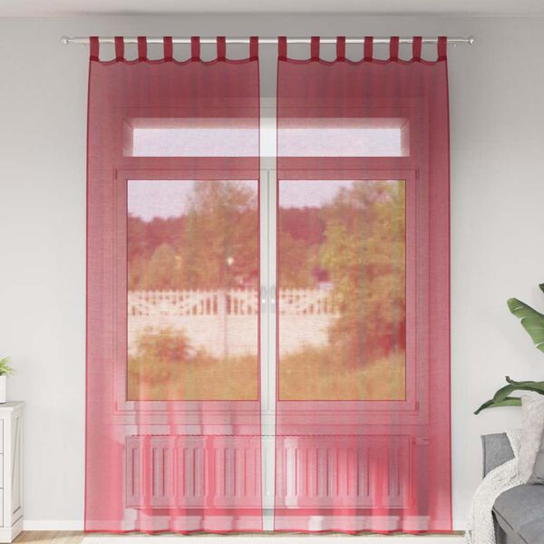 vidaXL Cortinas de voile com laços 2 pcs vermelho tinto 140x260 cm