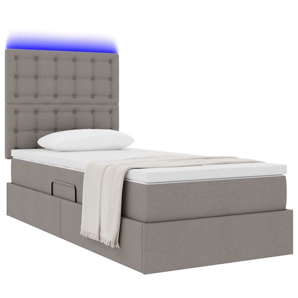 vidaXL Cama com arruma&ccedil;&atilde;o e LED Cinzento-acastanhado 90 x 200 cm