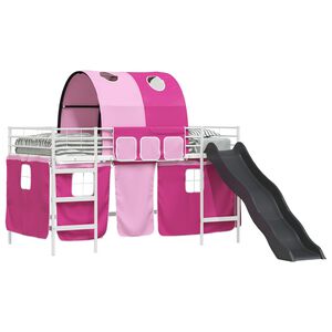vidaXL Cama loft para crian&ccedil;as Branco e Rosa 79,5 x 200 cm Metal