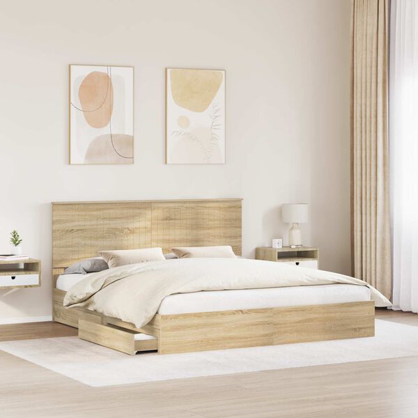 vidaXL Cama com Armazenamento com gaveta Carvalho Sonoma 180 x 200 cm