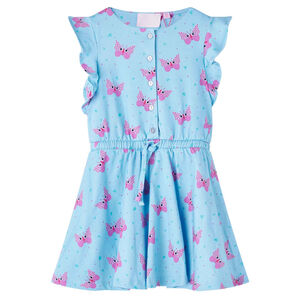 Vestido sem mangas para crian&ccedil;a com bot&otilde;es azul 104