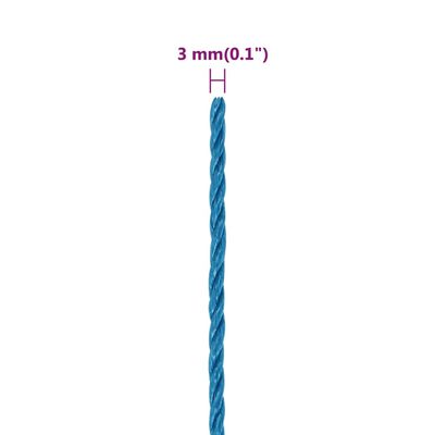 vidaXL Corda de trabalho 3 mm 25 m polipropileno azul