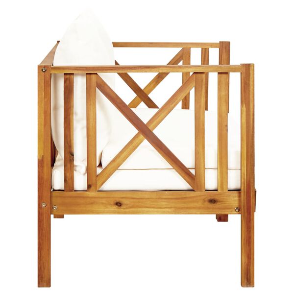 vidaXL Banco de jardim 2 lugares c/ almofadões 122 cm acácia maciça